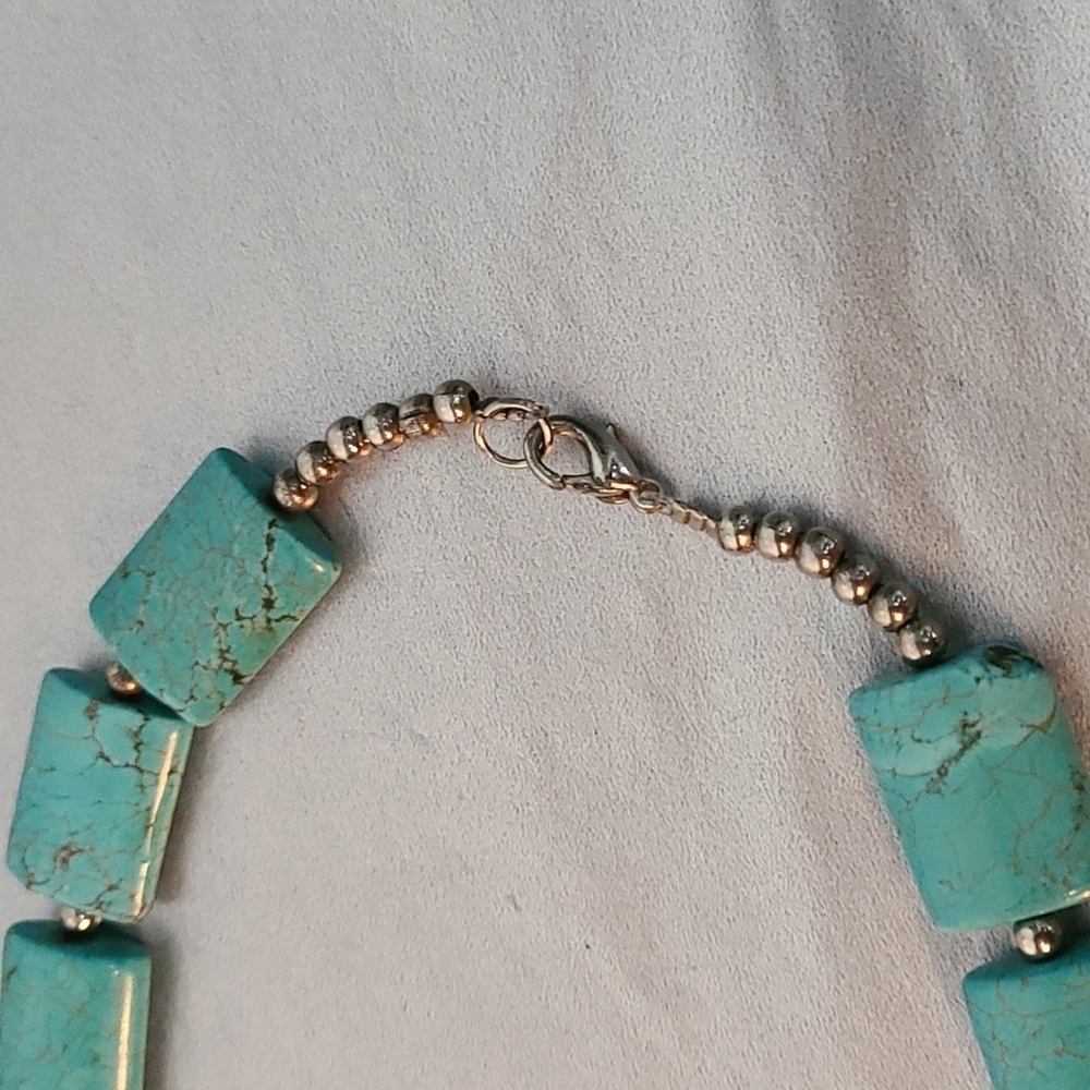 Turquoise Rectangular Bead Necklace - Picture 7 of 7